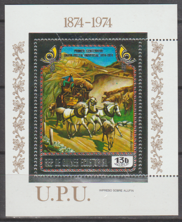 DILIŻANS POCZTOWY GWINEA RÓWNIKOWA MI.BL.111**NA SREBRNEJ FOLII