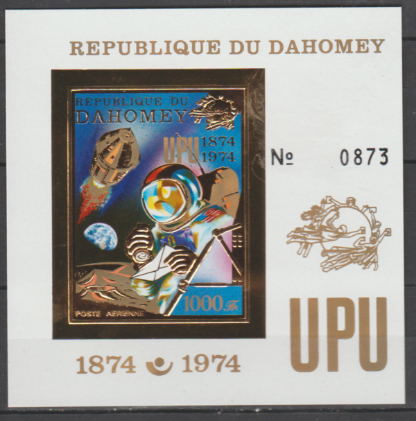 LOT NA KSIĘŻYC DAHOMEY MI.BL.40B**NA ZŁOTEJ FOLII