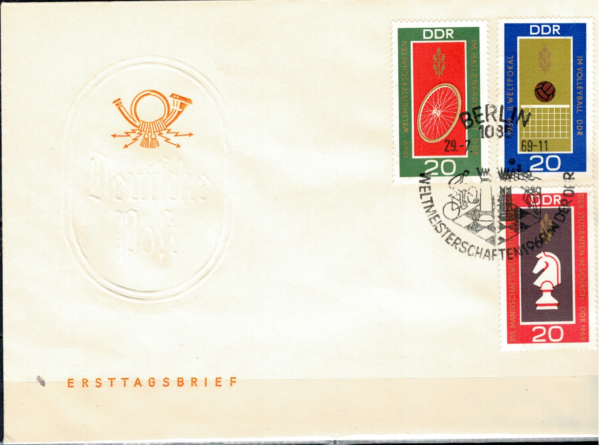 FDC MISTRZOSTWA ŚWIATA SPORTU DDR MI.1491-1493
