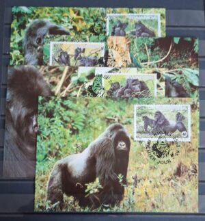 ZWIERZĘTA WWF RWANDA MI.1292-1295 KARTY MAXIMUM