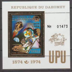 LOT NA KSIĘŻYC  DAHOMEY MI.BL.40A**NA ZŁOTEJ FOLII