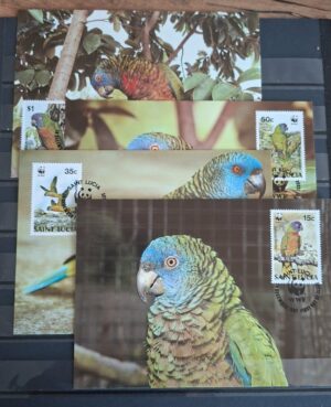 FDC PTAKI WWF ŚW.ŁUCJA MI.909-912 KARTY MAXIMUM