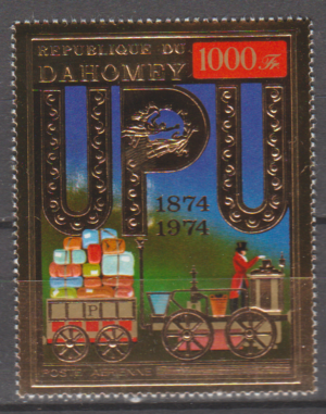 LOKOMOTYWA DAHOMEY MI.597A**NA ZŁOTEJ FOLII