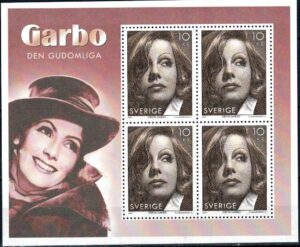 GWIAZDA KINA GRETA GARBO F.NASZARKOWSKI SZWECJA MI.BL.20**