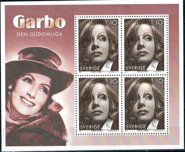 GWIAZDA KINA GRETA GARBO F.NASZARKOWSKI SZWECJA MI.BL.20**