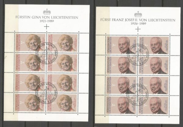 SŁAWNI LUDZIE LIECHTENSTEIN MI.988-989 ARKUSZ