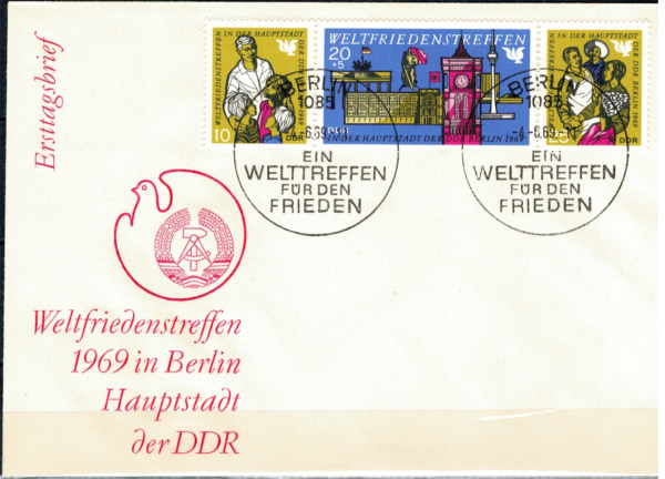 FDC ŚWIATOWE SPOTKANIE NA RZECZ POKOJU DDR MI.1478-1480