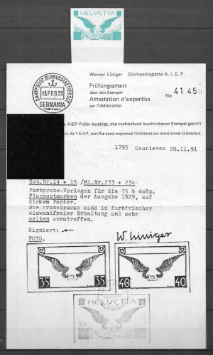 PRÓBA FAZOWA SZWAJCARIA MI.234 ATEST W.LINIGERA
