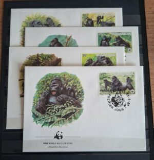 FDC ZWIERZĘTA WWF RWANDA MI.1292-1295