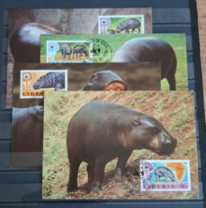 ZWIERZĘTA WWF LIBERIA MI.1315-1318 KARTY MAXIMUM