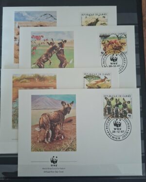 FDC ZWIERZĘTA WWF GWINEA MI.1194-1197