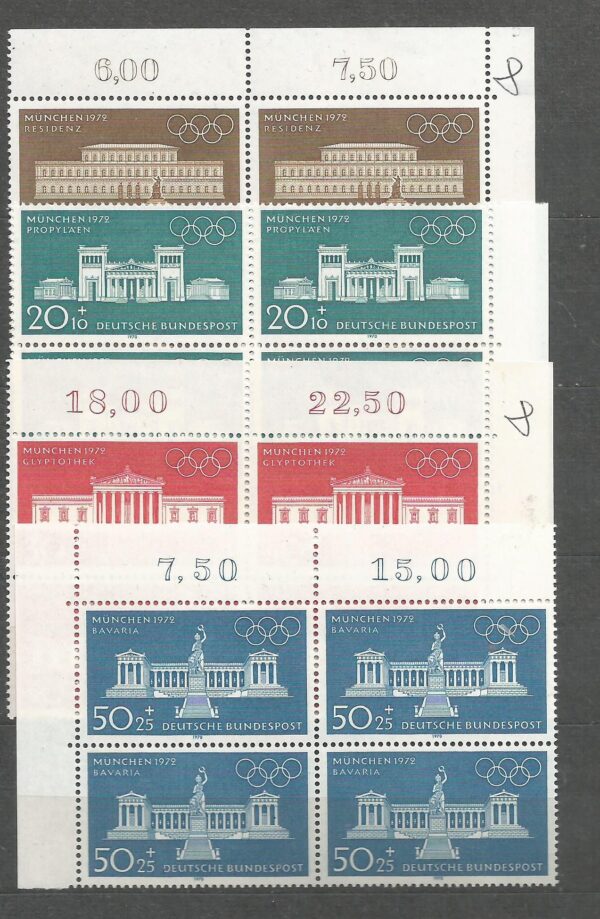 ARCHITEKTURA NIEMCY MI.624-627**4BLOKI Z NAROŻNYMI MARGINESAMI