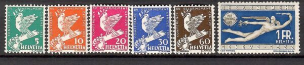POCZTA LOTNICZA SZWAJCARIA MI.250-255**