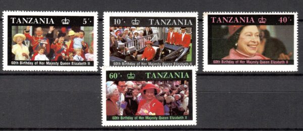URODZINY KRÓLOWEJ ELŻBIETY II TANZANIA MI.391-394**