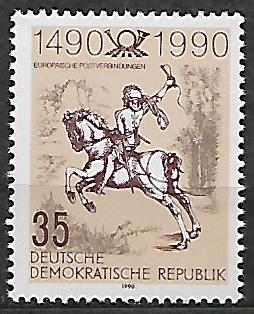 500 LAT MIĘDZYNARODOWYCH POŁĄCZEŃ POCZTOWYCH W EUROPIE DDR MI.3299**