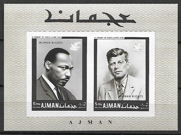 KENNEDY LUTHER KING AJMAN MI.BL.44B**