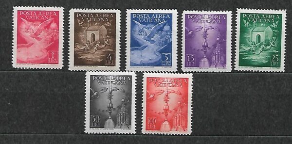 ZNACZKI POCZTY LOTNICZEJ ANIOŁY WATYKAN MI.140-146**