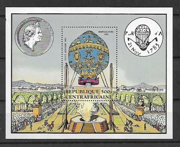 LOT BALONEM ŚRODKOWA AFRYKA MI.BL.236**ZNACZEK Z BLOKU