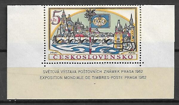 WYSTAWA FILATELISTYCZNA CZECHOSŁOWACJA MI.BL.183** NA ZNACZEK