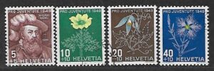 KWIATY SZWAJCARIA MI.541-544 KASOWANA