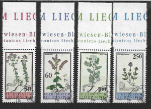 KWIATY LIECHTENSTEIN MI.1069-1072 KASOWANY