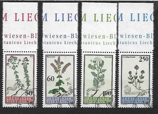 KWIATY LIECHTENSTEIN MI.1069-1072 KASOWANY