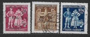 ROCZNICA USTANOWIENIA PROTEKTORATU CZECHY I MORAWY MI.133-135 KASOWANY