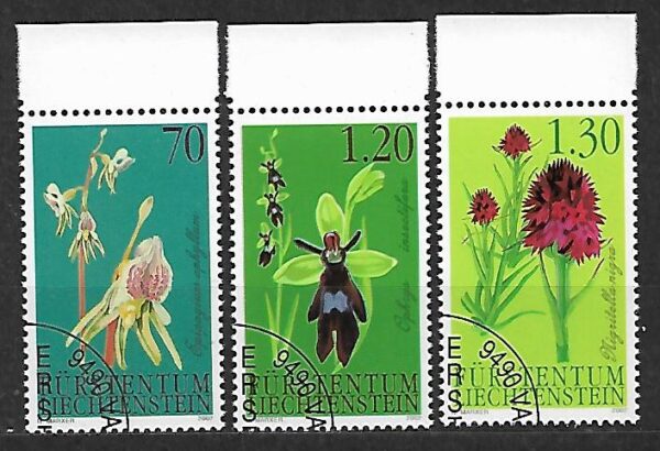 KWIATY LIECHTENSTEIN MI.1301-1303 KASOWANY