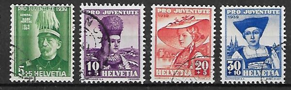 STROJE LUDOWE SZWAJCARIA MI.359-362 KASOWANY