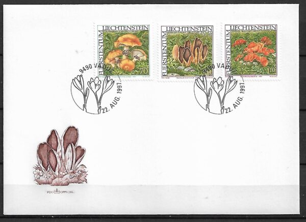 FDC GRZYBY LIECHTENSTEIN MI.1152-1154
