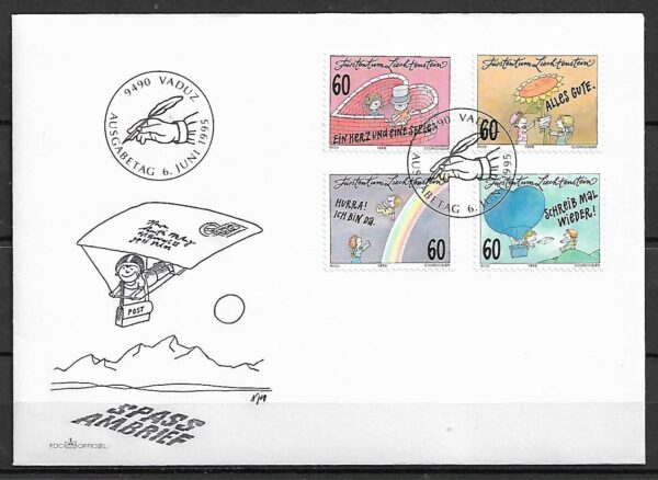 FDC DZIEŃ ZNACZKA LIECHTENSTEIN MI.1111-1114
