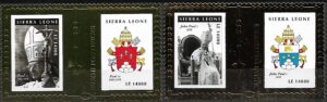 PAPIEŻ PAWEŁ VI PAWEŁ I SIERRA LEONE MI.BL.651-652**NA ZŁOTEJ FOLII