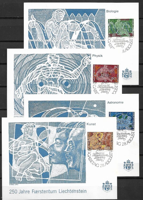 ZNAKI ZODIAKU LIECHTENSTEIN MI.508-511 NA KARTACH MAXIMUM