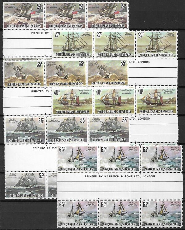 ŻAGLOWCE NORFOLK MI.289-294**ROZDZIELONE PUSTOPOLEM
