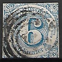 KSIĘSTWO NIEMIECKIE THURN UND TAXIS MI.33 KASOWANY