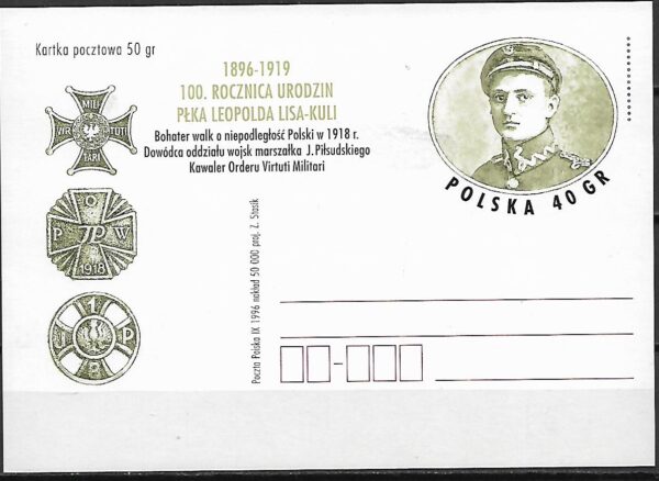 Cp.FI.1136**100 ROCZNICA URODZIN PUŁKOWNIKA LEOPOLDA LISA-KULI