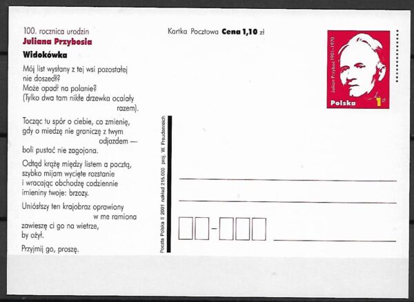 Cp.FI.1244**100 ROCZNICA URODZIN JULIANA PRZYBOSIA