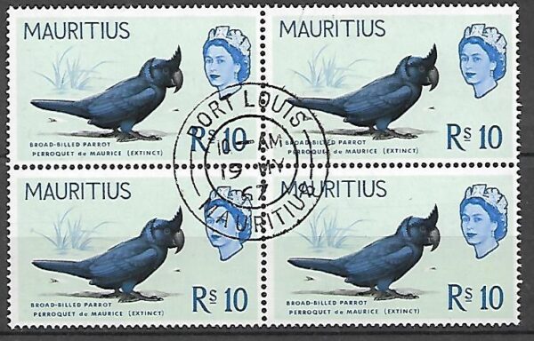 PTAKI MAURITIUS MI.282   4-BLOK KASOWANY