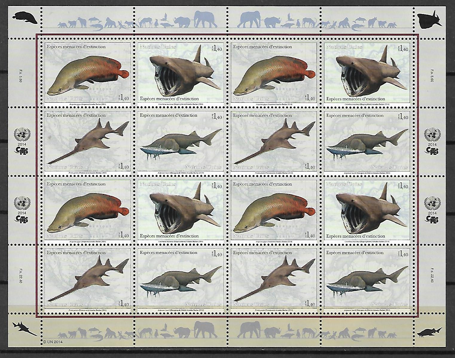 GATUNKI ZAGROŻONE WYGINIĘCIEM ONZ SZWAJCARIA MI.ARK.884-887**