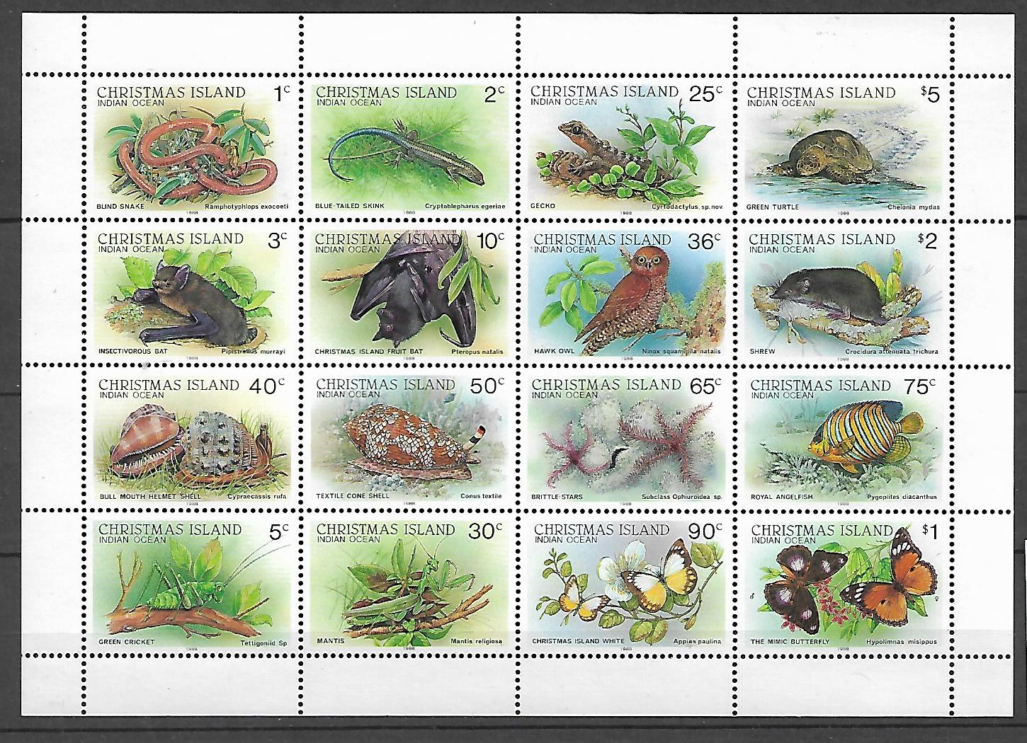 GADY PŁAZY PTAKI RYBY MOTYLE WYSPY BOŻEGO NARODZENIA MI.ARK.233-248II**