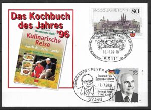 NIEMCY KARTA UPAMIĘTNIAJĄCA HAMMELORE KOHL I JEJ KSIĄŻKE  KUCHARSKA ORAZ HELMUTA KOHLA