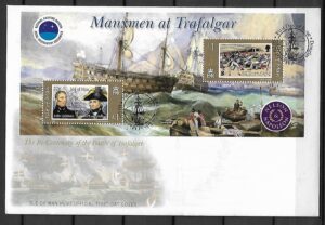 FDC ROCZNICA BITWY POD TRAFALGAR WYSPA MAN MI.BL.52