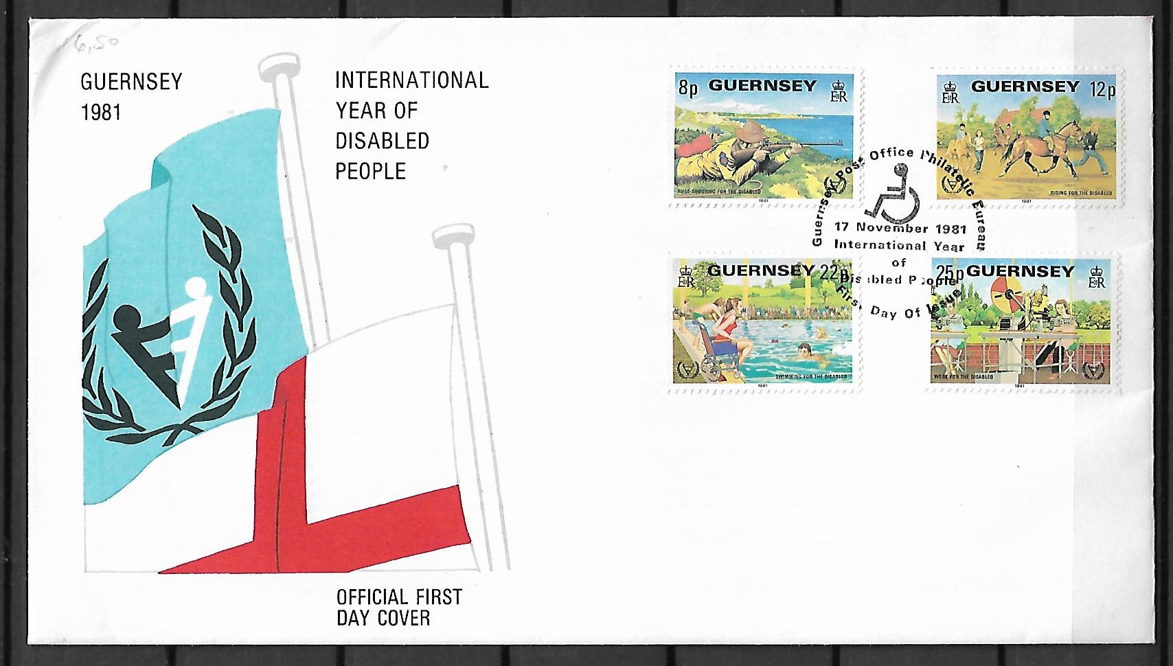 FDC MIĘDZY NARODOWY ROK OSÓB NIEPEŁNOSPRAWNYCH GUERNSEY MI.237-240