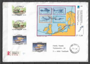 FDC SAMOLOTY I MAPA  FINLANDIA MI.BL.4  NR 2