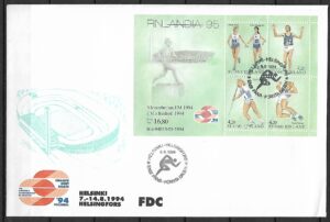 FDC 100 LAT KOMITETU OLIMPIJSKIEGO FINLANDIA MI.BL. 12