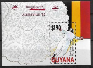 OLIMPIADA LETNIA SZERMIERKA GUYANA MI.BL.195**Z NADRUKIEM