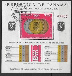 MEDALE OLIMPIJSKIE PANAMA MI.BL.92 KASOWANY