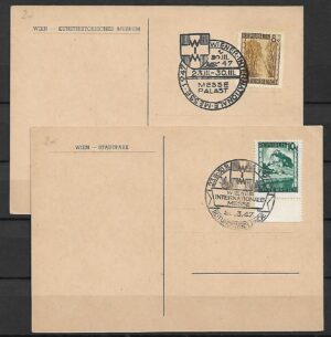 KARTY POCZTOWE AUSTRIA ZE STEMPLEM OKOLICZNOŚCIOWYM Z 1947 R