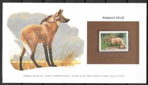 GRZYWIASTY WILK BRAZYLIA KOLEKCJA ZWIERZĄT ŚWIATA NA KARCIE