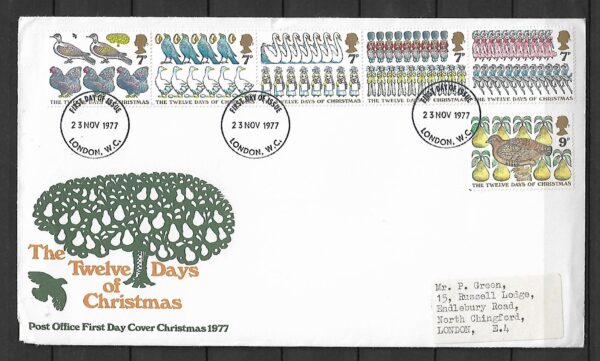FDC BOŻE NARODZENIE ANGLIA MI.750-755